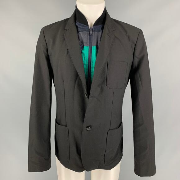 MARC by MARC JACOBS Size L Black & Navy Polyester Blend Jacket - Picture 1 of 1